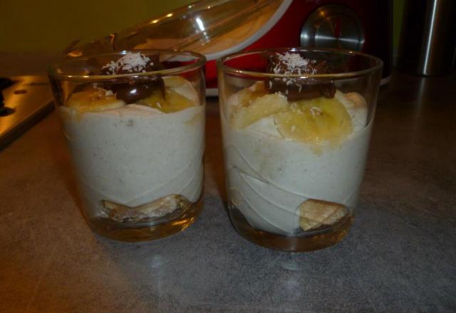 Verrine mousse banane et nid de Nutella