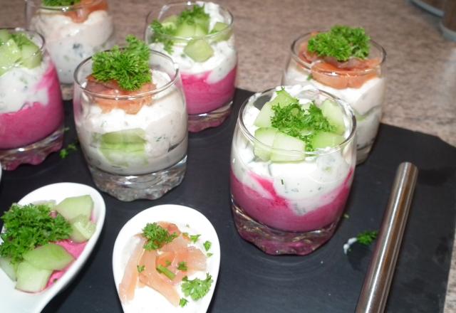 Verrine de betterave et concombre