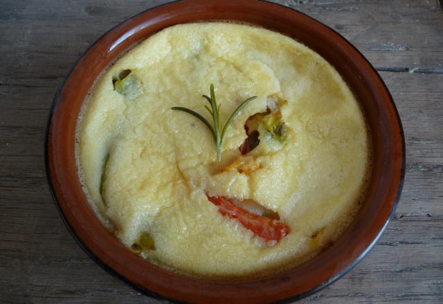 Clafoutis de poivron au chèvre et au romarin