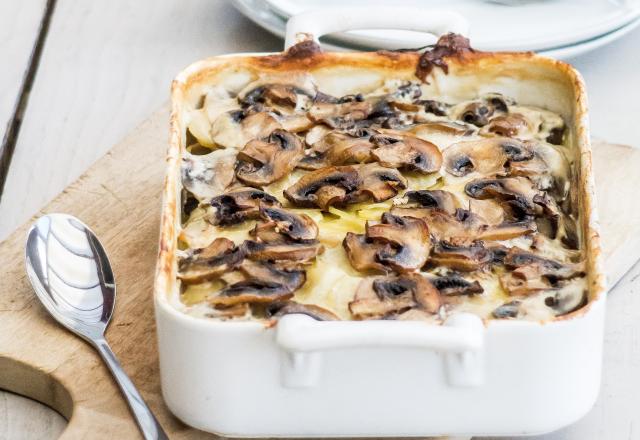 Gratin de champignons de Paris et pommes de terre