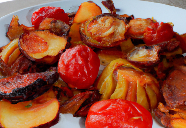 Pommes de terre et tomates séchées à la braise