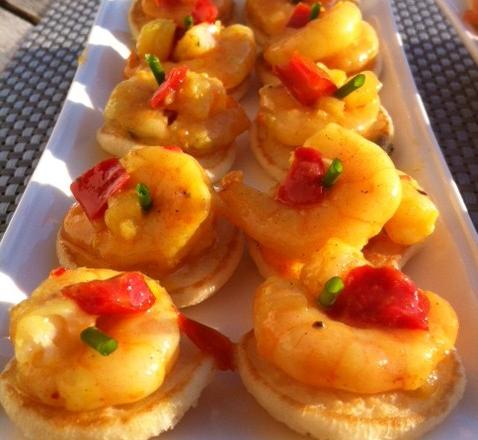 Blinis crevettes au curry