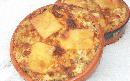 Petits gratins quinoa et poireaux aux lardons