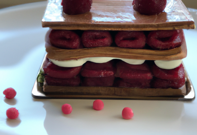 Mon mille feuilles au chocolat et mousse aux framboises