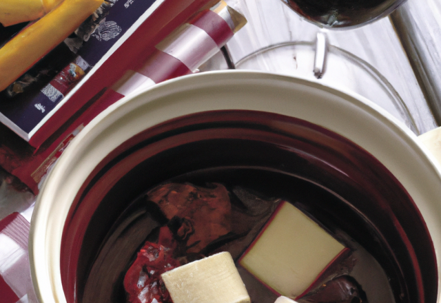 Fondue à l'agneau et au vin rouge