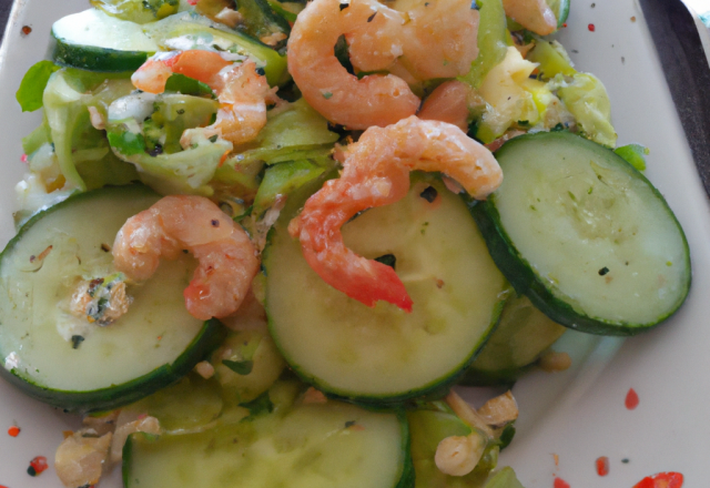 Salade de concombre et crevettes