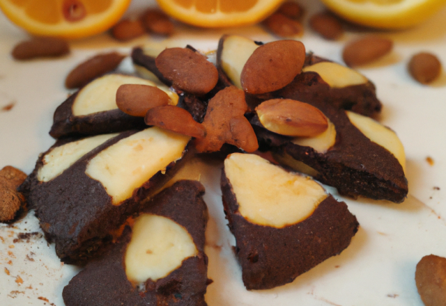 Sablés bicolores chocolat, orange et amandes