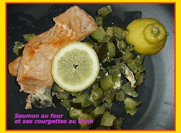 Saumon cuisson vapeur et courgettes au thym