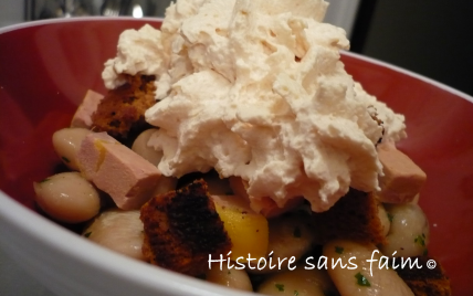 Salade d'haricots de Soissons et chantilly de foie gras