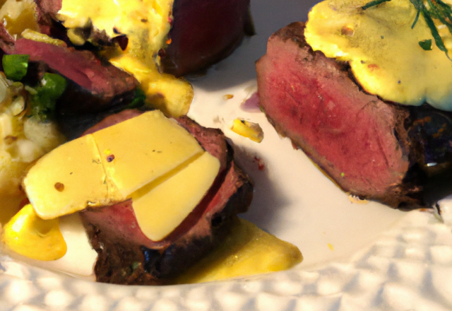 Filet mignon au gouda et à la moutarde