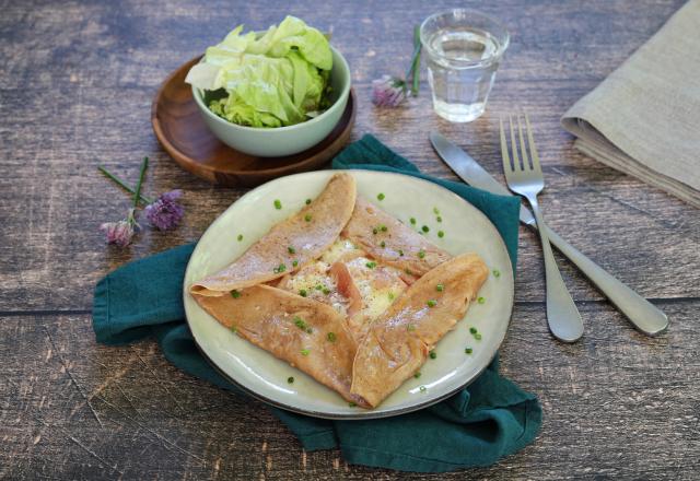 Galette de sarrasin au Cantal et jambon de Parme