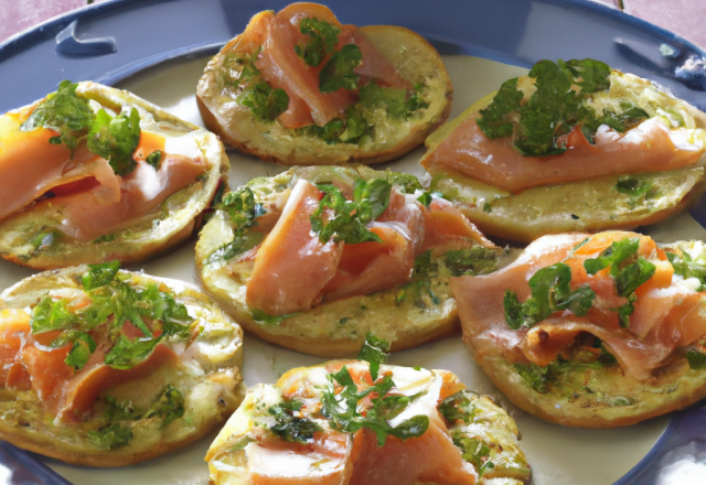 Galettes à la brousse gratinées au saumon fumé