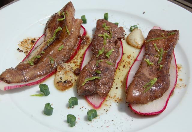 Foie de maigre, macroptère et radis