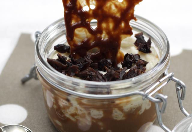 Verrine de riz au lait carambars/pruneaux