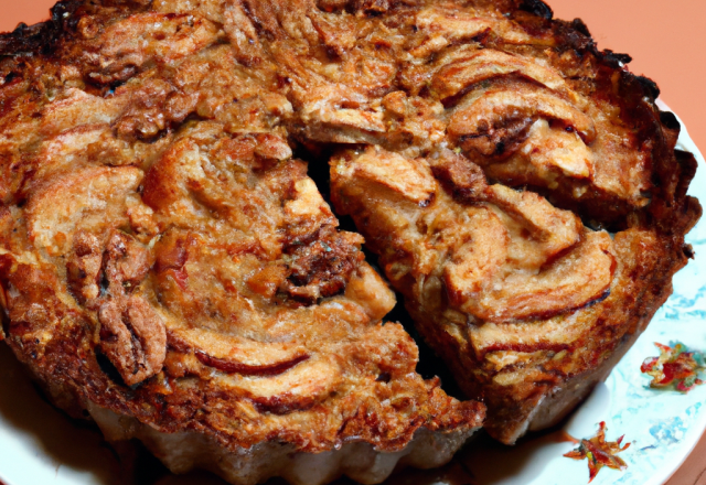 Tourte aux pommes marrons et noix