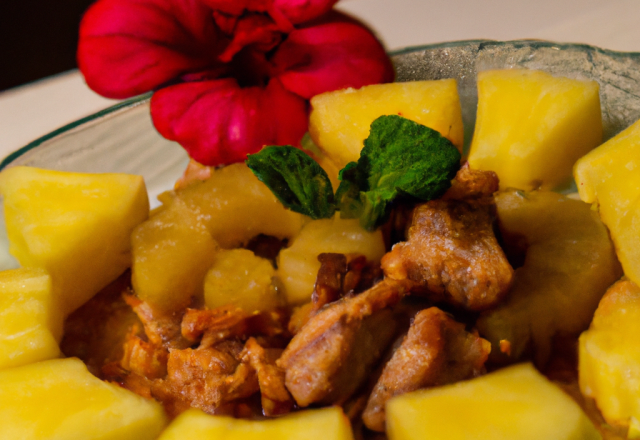 Sauté de porc à l'ananas et combava