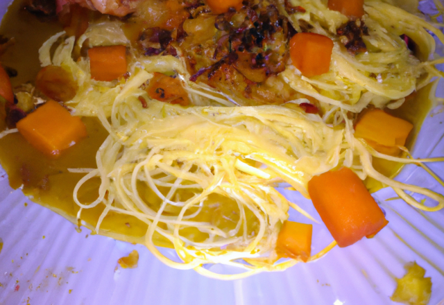 Carrelet au pamplemousse et spaghettis complet