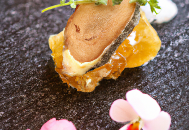 Le foie gras et la fleur de truffe sur lit de gelée