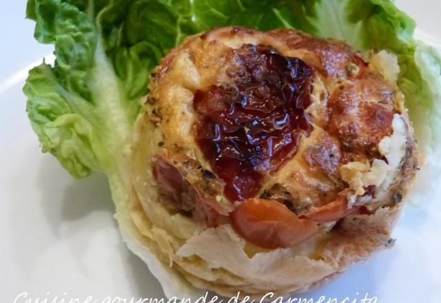 Petits flans de tomates cerises, au tartare ail et fines herbes