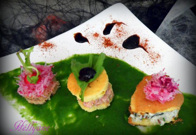 Mini sandwichs " jambon beurre, radis beurre et roquefort ciboulette" revisités