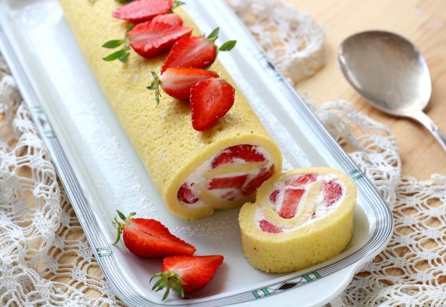 Gâteau roulé à la fraise