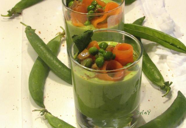 Crème de petits pois au saumon fumé