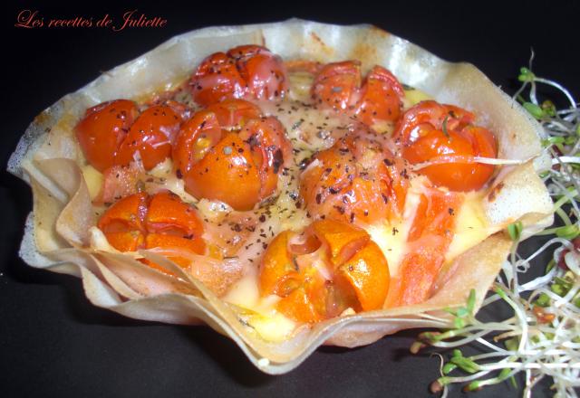 Tartelettes croustillantes tomates cerise, fromage