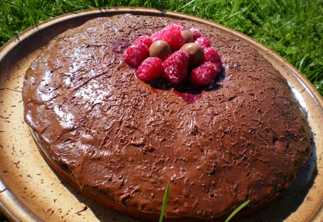 Légèreté chocolatée aux framboises et pépites de chocolat