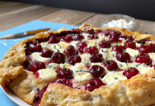 Galette de Chéries à la crème de roquefort