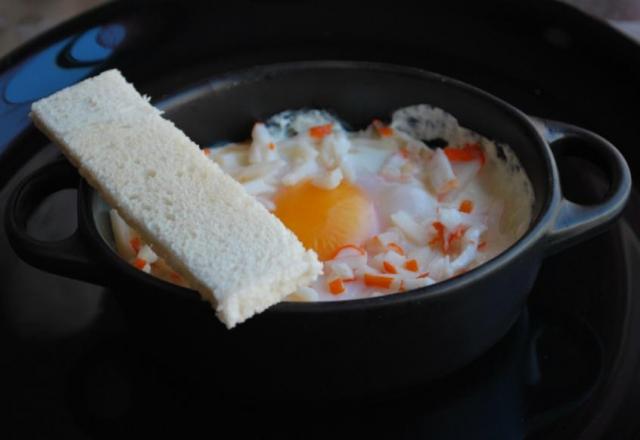 Œuf cocotte au chèvre et râpé de la mer