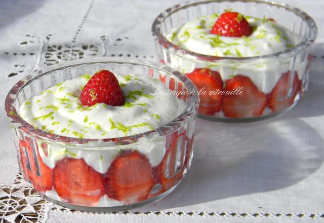 Mousse légère au citron vert et aux fraises