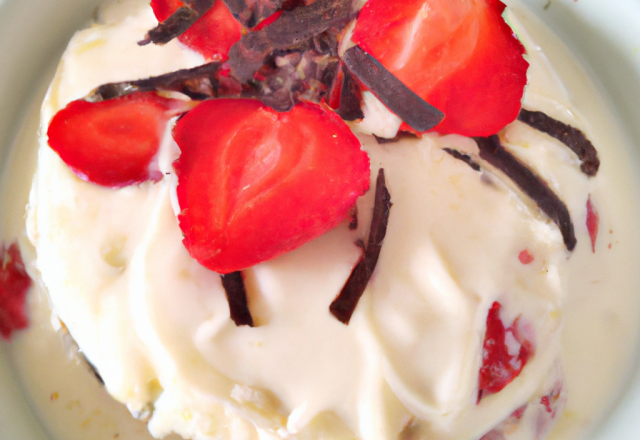 Dessert aux fraises et chocolat blanc sur lit de cassis, ou comment recycler un reste de crème