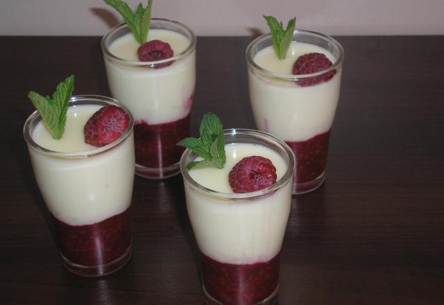 Crème au chocolat blanc et framboises