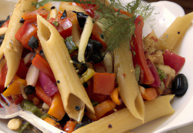 Salade de Mezze Penne aux légumes méditerranéens