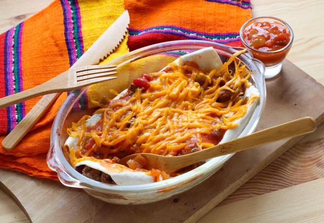 Enchiladas de bœuf et haricots rouges