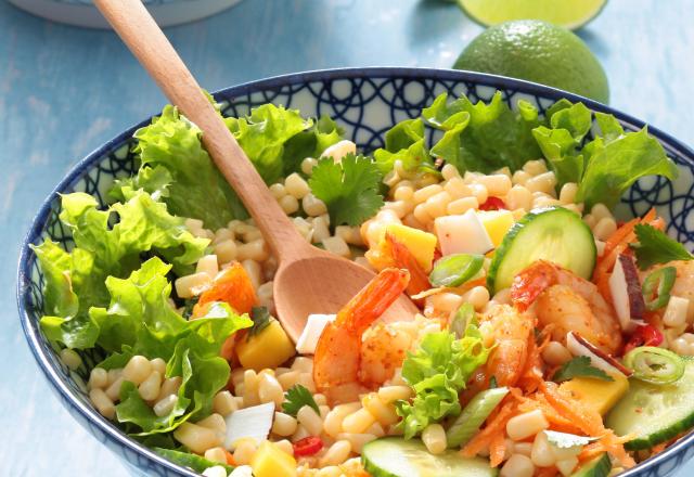 Salade thaï au maïs blanc et crevettes