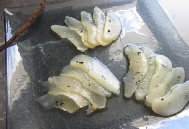 Carpaccio de poires miel vanille