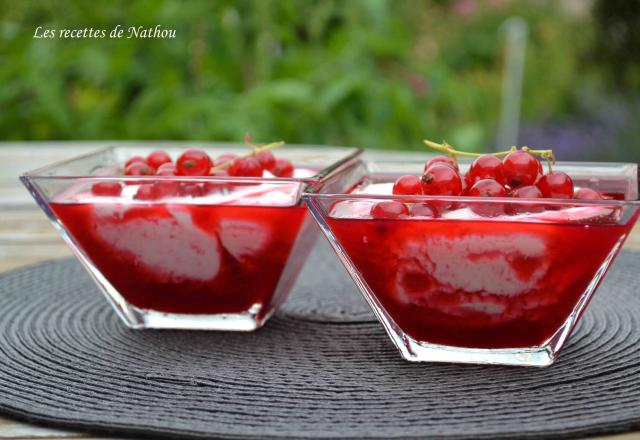 Verrines de fromage frais au coulis de groseilles