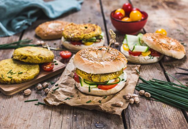 Bagels veggie au steak de pois chiches