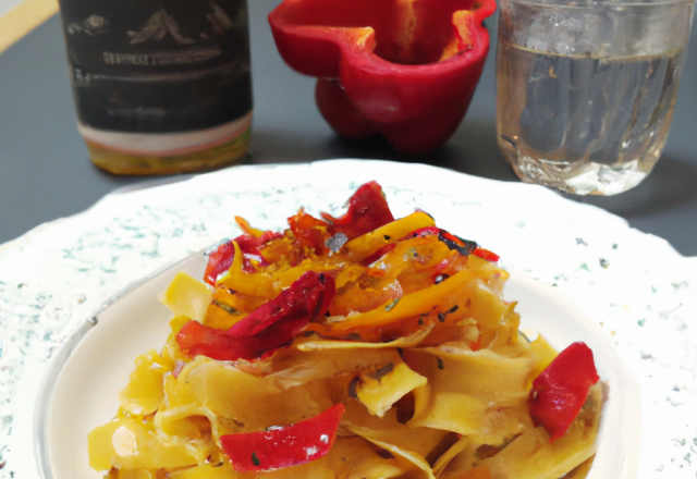 Tagliatelle au cidre et au poivron rouge