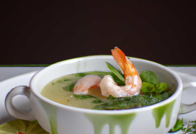 Soupe de cresson aux crevettes