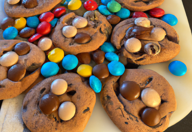 Cookies au chocolat, pépites de chocolat et smarties