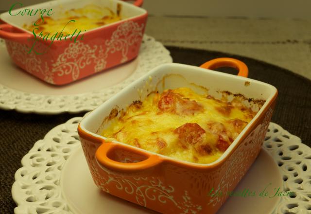 Gratin de courge spaghetti et tomates cerise