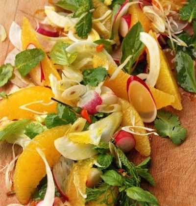 Salade d'oranges aux herbes acidulées