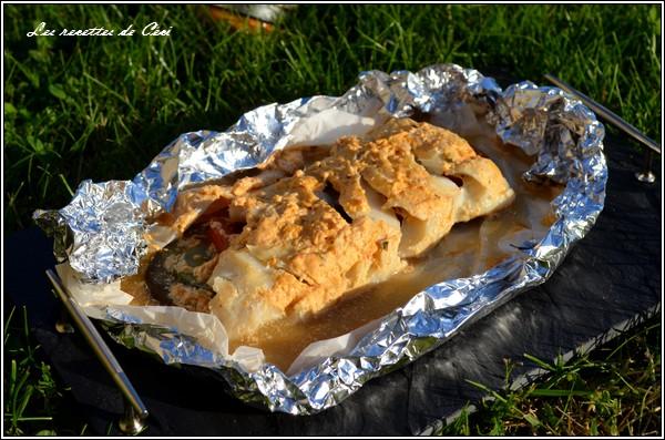 Cabillaud en papillote et ses légumes du soleil sauce moutarde à la provençale