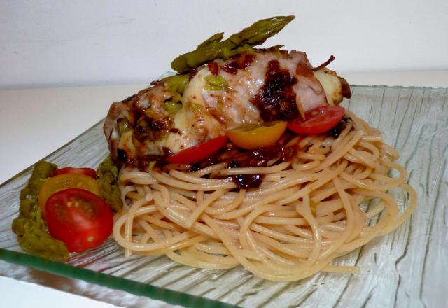 Roulades de veau emmental et asperges vertes