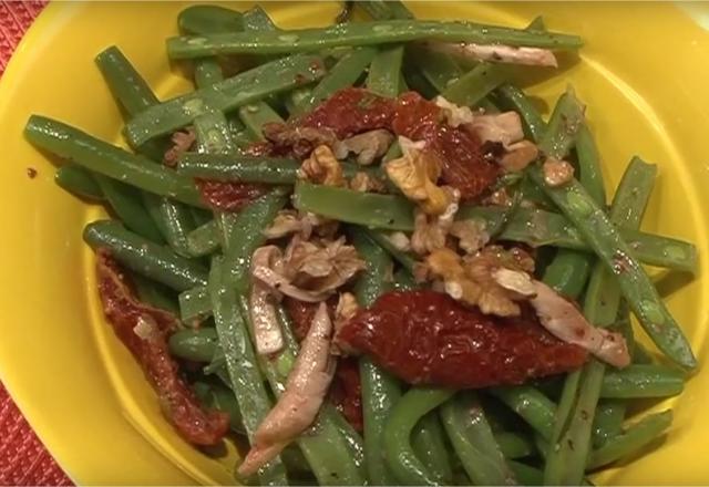 Salade de haricots verts, estragon et champignons