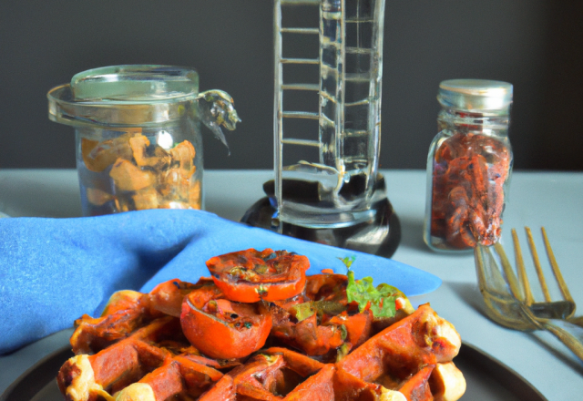 Gaufres au chorizo et aux tomates séchées