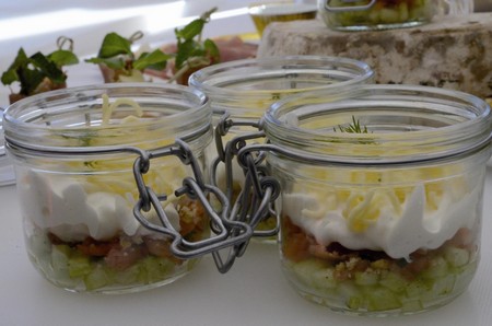 Verrine fraîche et ses spaghettis de Tomme de Savoie