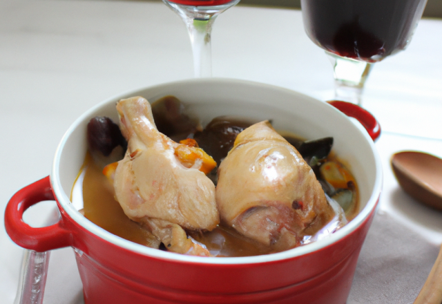 Coq (cocotte) au vin